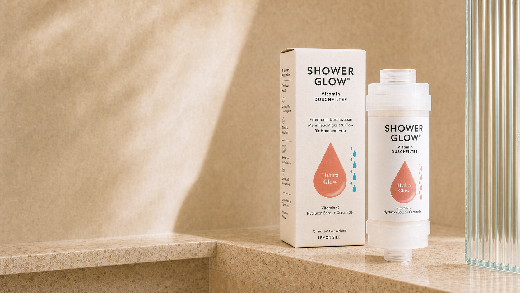 ShowerGlow Hydra Glow Vitamin-Duschfilter mit Zitrone und Seide