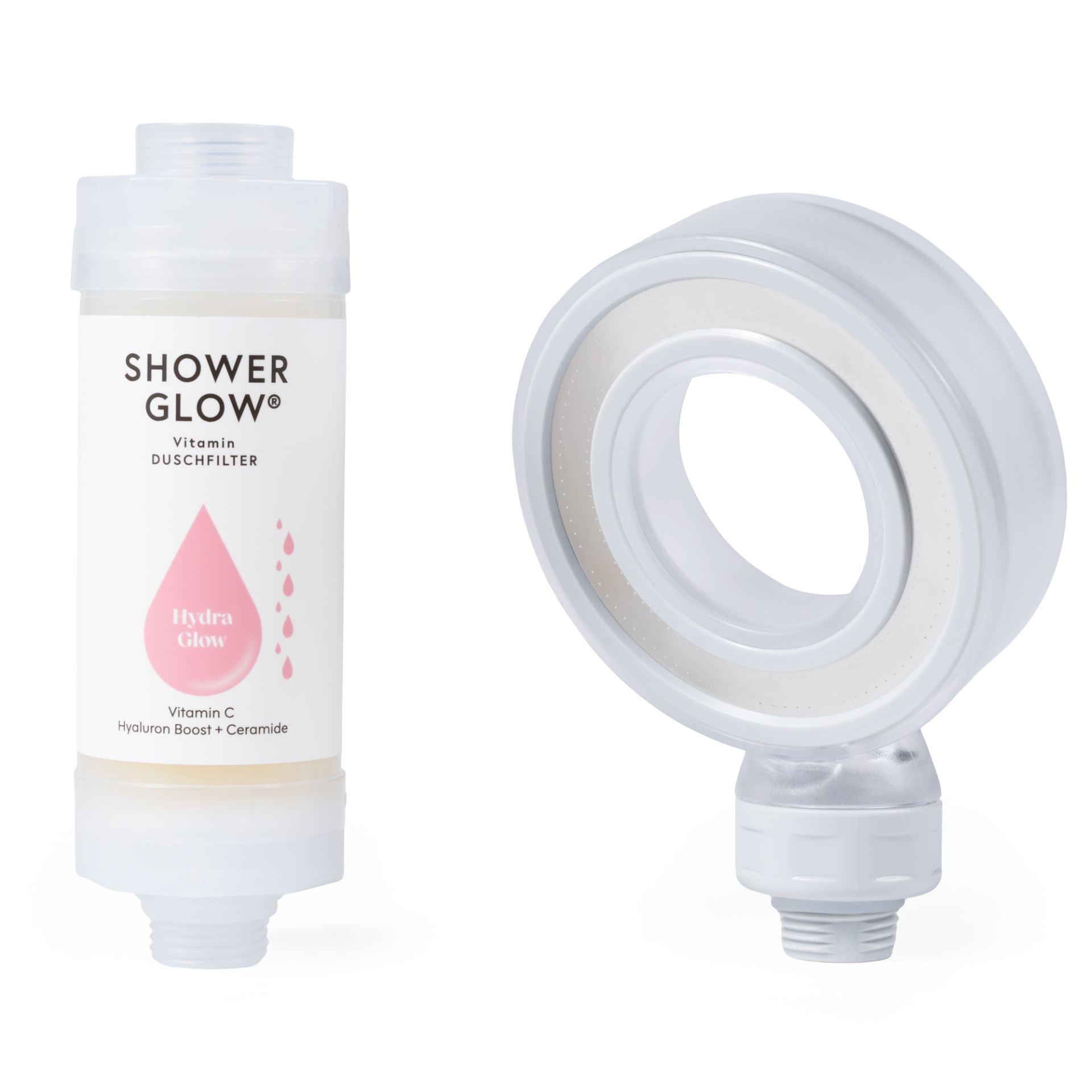 ShowerGlow Starter-Set mit Hydra Glow Duschfilter und Mini-Duschkopf