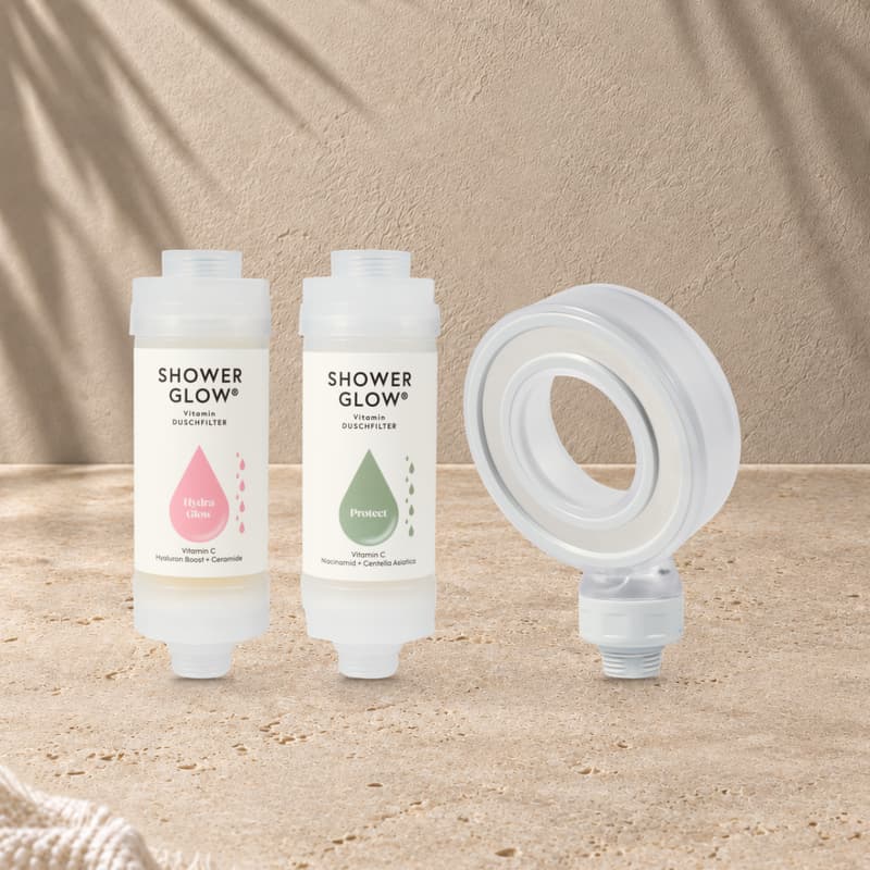 ShowerGlow Travel Glow Kit mit zwei Duschfiltern und Reiseduschkopf