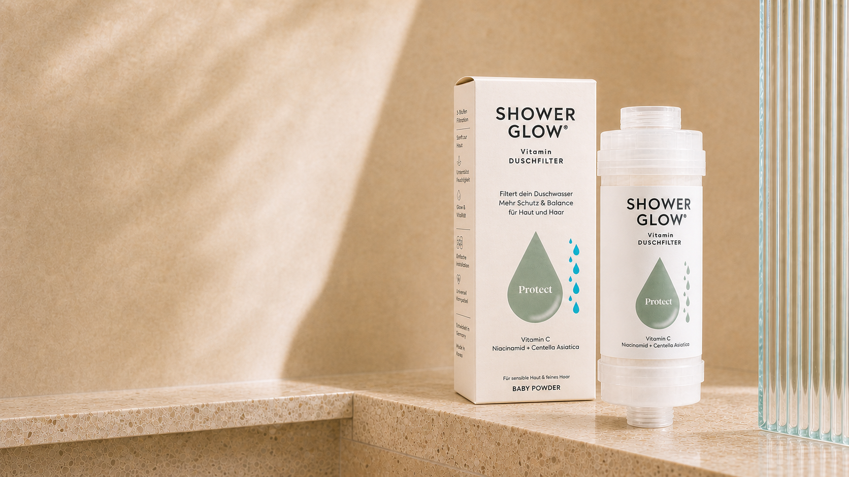 ShowerGlow Protect Vitamin-Duschfilter mit Centella und Niacinamid