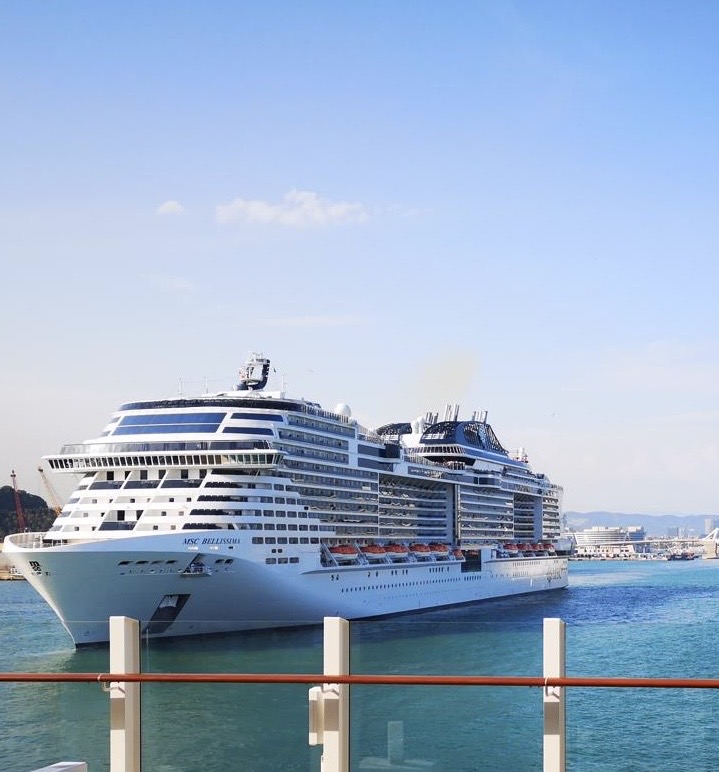 Kreuzfahrtschiff im Hafen zum Thema Chlor im Duschwasser